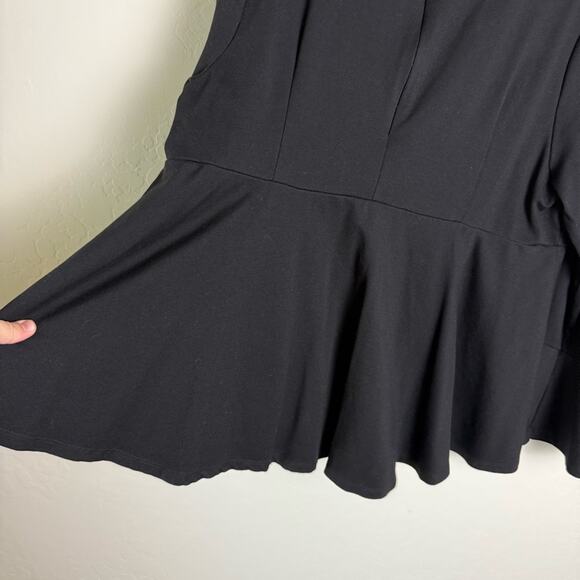 Melissa McCarthy Seven 7 Black Rhinestones Embellished Peplum Top Blouse 2X - Picture 7 of 13